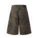Men's Clothing Retro Straight Wide Leg Leopard Print Pants Men And Women Trendy High Street Loose Denim Shorts Summer Cropped Pants_mkmklike.com