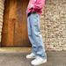 Men's Casual Loose Straight Leg Washed Embossed Jeans Heavy Duty Trendy Streetwear Versatile American Style for Women_mkmklike.com