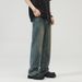 Men's Flared Vintage Jeans – 70s-Inspired High-Waisted Bell Bottoms With Distressed Wash (S-3XL)_mkmklike.com