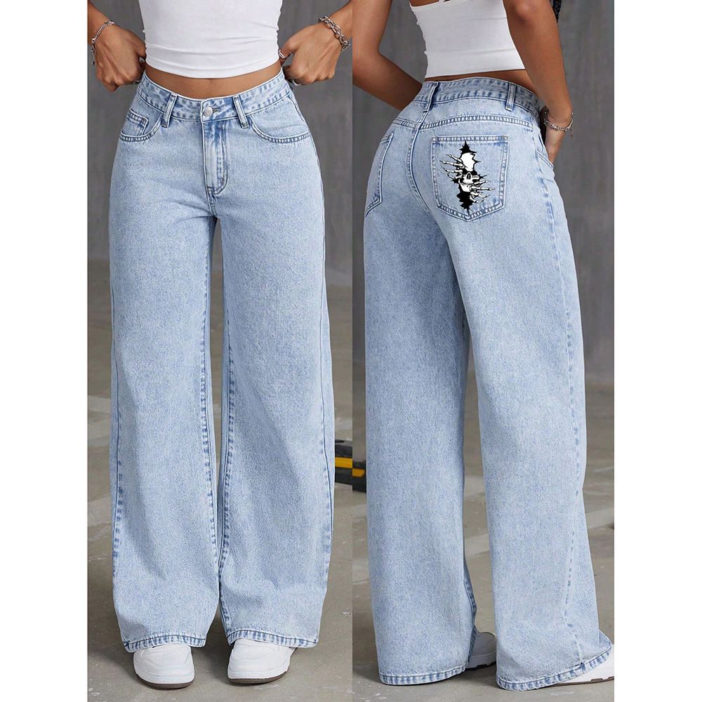 Women's Clothing High Street Fashion Brand Designer Jeans Summer New High Waist Straight Loose Casual Long Pants_mkmklike.com