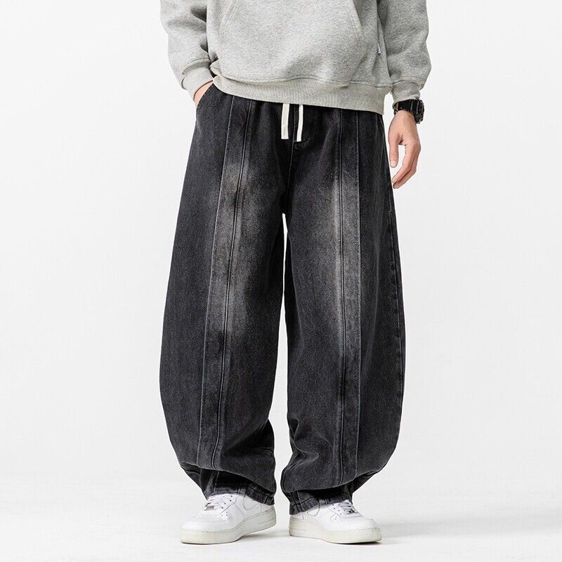 Spring And Summer New Large Size Retro Harlan Wide-leg Pants Casual Scimitar Washed Jeans_mkmklike.com