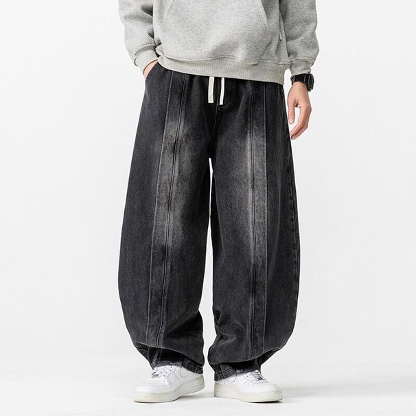 Spring And Summer New Large Size Retro Harlan Wide-leg Pants Casual Scimitar Washed Jeans_mkmklike.com