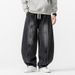 Spring And Summer New Large Size Retro Harlan Wide-leg Pants Casual Scimitar Washed Jeans_mkmklike.com