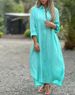 women's dress cotton and linen shirt long skirt fashion casual long sleeved cardigan dress_mkmklike.com