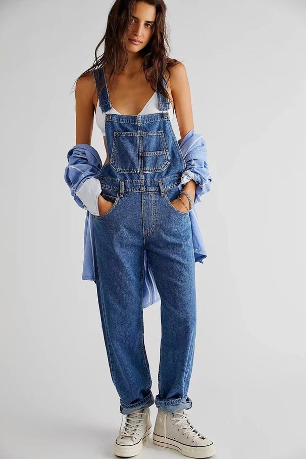 Women's Clothing Fashion Casual Loose Women's Denim Overalls Pants_mkmklike.com