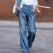 Women's Clothing Nostalgic High Waist Slim Wide Leg Jeans Women's Loose Mopping Pants Denim Trousers_mkmklike.com