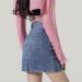 K New High Waisted A-line Slim And Sexy Split Skirt, Hip Hugging Denim Short Skirt, Pants Skirt, Women's Skirt_mkmklike.com