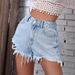 Women's High-Waisted Frayed Ripped Denim Shorts Casual INS New_mkmklike.com