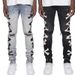 Men's Stretch Skinny Jeans - Trendy Ripped & Bone Print Denim Pants For Streetwear | Comfort Fit, Washed & Distressed Style_mkmklike.com