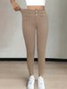 High Waisted Double Button Black Jeans Slim Fit Stretchy Skinny Jeans Versatile Tight Fitting Pencil Pants for Women CY041_mkmklike.com
