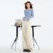 Juvenile Orange#Simple Elegant Apricot-colored Wide-leg Jeans For Women, High-waisted, Loose-fitting, Slimming, With A_mkmklike.com