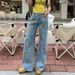 Vintage Printed Women's Jeans For Spring And Autumn, Loose Wide-Leg Slimming High-Waisted Straight Pants, Stylish_mkmklike.com
