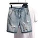 American Men's Denim Shorts Men's Trend Casual Straight Slim Elastic Men's Trend Jeans Men's_mkmklike.com