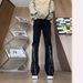 BOY Black Zipper Jeans For Men Loose American Style Vibe Narrow Straight Niche Design Flared Pants_mkmklike.com