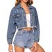 Women's Loose Fit Denim Jacket Fashionable Frayed Edges Short Ripped Style Casual_mkmklike.com