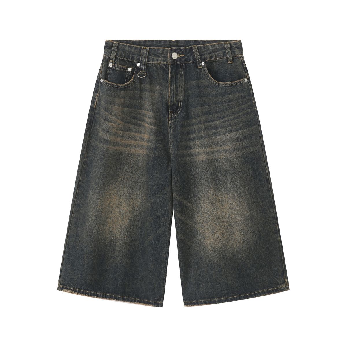 EF JEANS | 2024 Summer New Product Korean Version Loose Hong Kong Style Wide-leg Flared Jeans Cropped Pants Trendy And Old_mkmklike.com