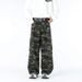 Military Camo Cargo Jeans For Men - Streetwear Wide-Leg Utility Pants With Multi-Pockets & Lumberjack Style_mkmklike.com