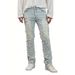 Men's Clothing Stylish Stretch Denim Jeans For Women & Men - Comfortable Straight Leg Pants With Printed Patchwork Design - Classic Blue, Pink, Black_mkmklike.com