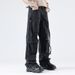 Men's Clothing High Street Fashion Brand Workwear Multi Pocket Straight Pants Black Design Wide Leg Trousers_mkmklike.com