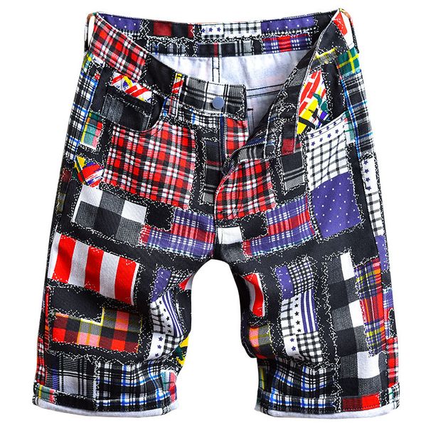 Men's Personalized Printed Jeans Digital Print Fashionable And Versatile Shorts_mkmklike.com