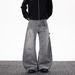 Men's Distressed Washed Denim Jeans - Vintage Relaxed Fit Wide Leg Baggy Pants With Frayed Hem For Casual Streetwear_mkmklike.com