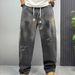Men's Gradient Wash Straight-Leg Jeans – Urban Streetwear Denim Pants With Distressed Fading & Relaxed Fit_mkmklike.com