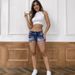 K Printed Multi Breasted High Waisted Comfortable Slim Fit Fashionable Straight Leg Casual Jeans_mkmklike.com