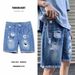 Pulse Ripped Denim For Men Loose Outdoor Wear Five-Point Trendy Brand Mid-Length Shorts Summer Thin Style_mkmklike.com
