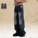 American Jeans Unisex Washed Vintage Loose Wide Leg Straight Trendy High Street Pants_mkmklike.com