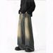 Men's 2026 Washed Retro Wide Leg Jeans Straight Fit Loose Distressed Long Pants American Style Softener Non-Stretch_mkmklike.com