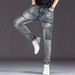 Men's Clothing Slim Fit Stretchy Jeans Casual Stylish Blue Embroidered Multi Crafted Trousers_mkmklike.com