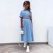 Women's Clothing New Mid Length Shirt Denim Dress A Line_mkmklike.com