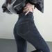 Women's High-waisted Slim-fit Jeans With Fleece Lining, Versatile, High-stretch, Cropped Length, Pencil Pants For Petite_mkmklike.com
