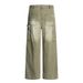 Punk Wasteland Beggar Style Distressed Washed Jeans For Men Vintage Frayed Loose Wide-Leg Straight Work Pants_mkmklike.com