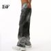 EF JEANS | 2024 New Product, High Street Tide Black And Gray Gradual Change Personality Micro-straightforward Washed Jeans Trousers_mkmklike.com