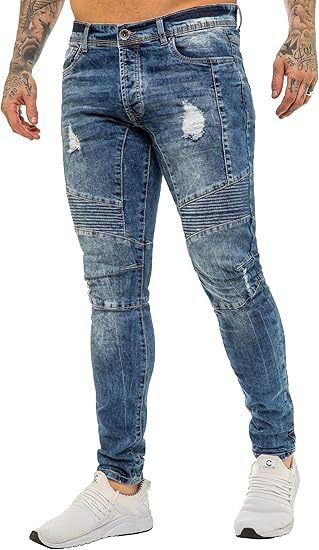 Men's Slim Fit Stretch Ripped Jeans European American Style Biker Trousers 2026 Summer New Style_mkmklike.com