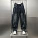 Men's Patchwork Cargo Jeans Straight Leg Loose Fit Wide Leg Long Pants American High Street Style Trendy Versatile Cool_mkmklike.com