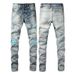 European And American Trendy Brand High-craftsmanship Washed Ripped Jeans Men's Slim Pants Men's Jeans Men's Elastic Pants 1332_mkmklike.com