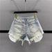 Women's High-Waisted Slimming Fringe Ripped Denim Shorts Summer 2026 A-Line Wide Leg Hot Pants Leg Lengthening Hot Girl Style_mkmklike.com