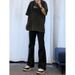 Pure Black Stretch Flared Jeans for Men High Street Style Vibe American Cleanfit Slim Fit Straight Leg Pants_mkmklike.com