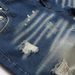 Men's Vintage Wash Distressed Denim Shorts, Stretch Slim Fit Knee-Length Ripped Jeans Shorts For Men, Retro Casual Cargo Shorts_mkmklike.com