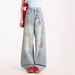 Han Niu Xintang American-style Fun Trendy Brand Washed Pants Versatile Straight Wide-leg Cartoon Embroidered Jeans For_mkmklike.com