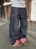 Men's Plaid Patchwork Rolled Hem Jeans - Relaxed Fit Straight Leg Trousers For Casual & Streetwear_mkmklike.com