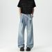 New 2026 Men's Straight Leg Jeans Trendy And Stylish Blue Cotton mid Waist Long with Belt Standard Thickness Slight Stretch_mkmklike.com