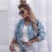 Women's European And American Open Placket Rivet Short Jacket Denim_mkmklike.com