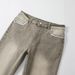Men's Clothing Men's Slim Straight Leg Denim Jeans Unique Leather Patch Design Stretch Solid Color Trendy Retro Style_mkmklike.com