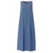 2025 New Fashionable Round Neck Sleeveless Long Denim Dress Loose Fit With Pockets Elegant Bohemian Style Pullover Dress_mkmklike.com