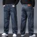 Autumn And Winter Plus Fat Plus Size Jeans Men's Loose Straight Business Jeans_mkmklike.com
