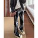 American Tie-dye Jeans Men's Autumn And Winter Design Fleece Pants High Street Vibe Thin Straight And Micro-pull Pants_mkmklike.com
