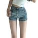Trendy Girl Closet Trendy Girl Closet Trendy Girl Closet European American Style Leg-Lengthening Denim Shorts ForGirl TightElastic High-Waist Petite_mkmklike.com